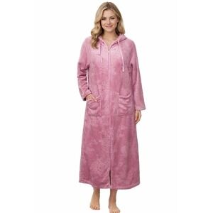 Vintage Pink HouseCoat Women's S Long Softgirl robe coastal grandma cottagecore
